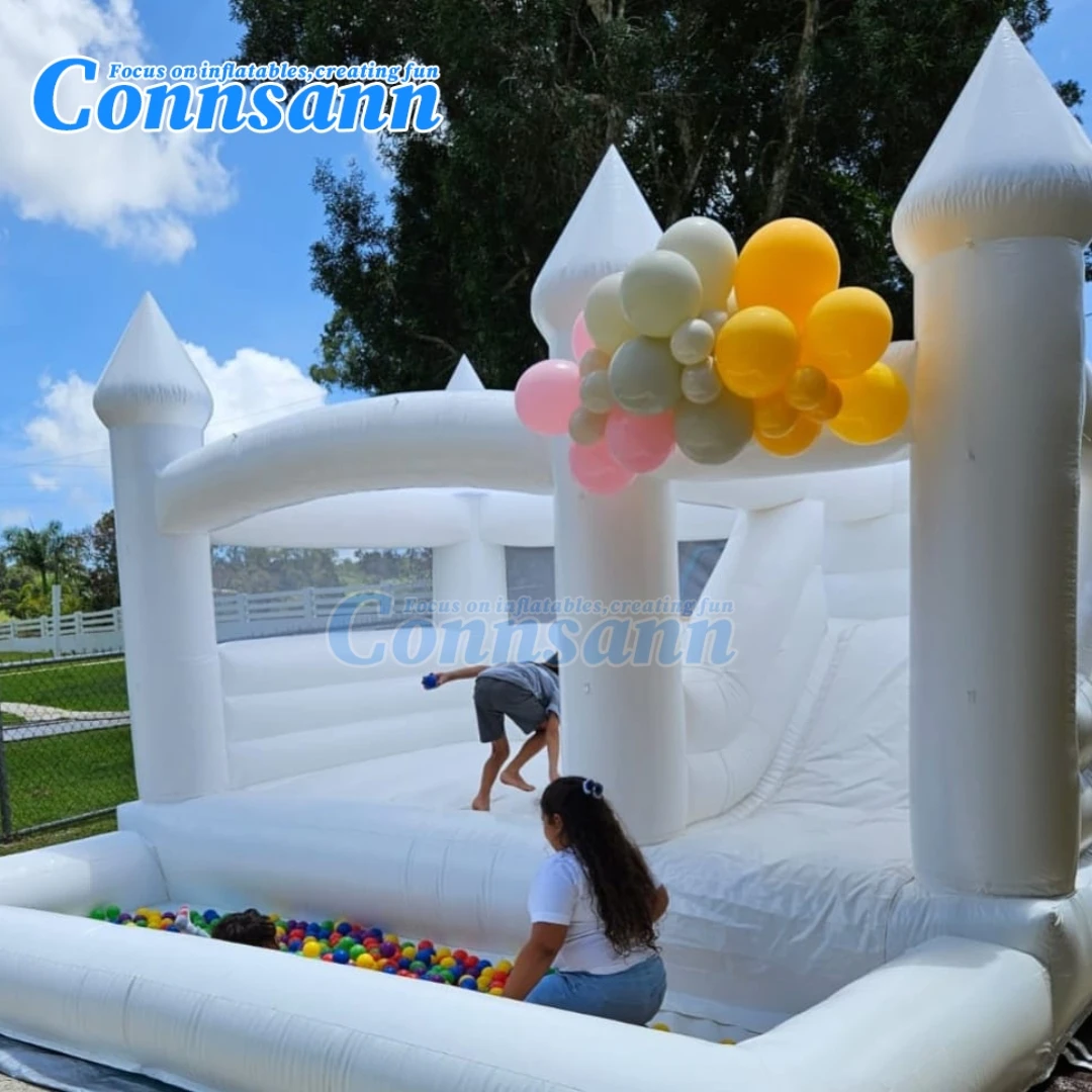 White Bounce House Commercial Grade ASTM Certified 100% PVC White Bouncy Castle for Memorable Birthday Parties Customization