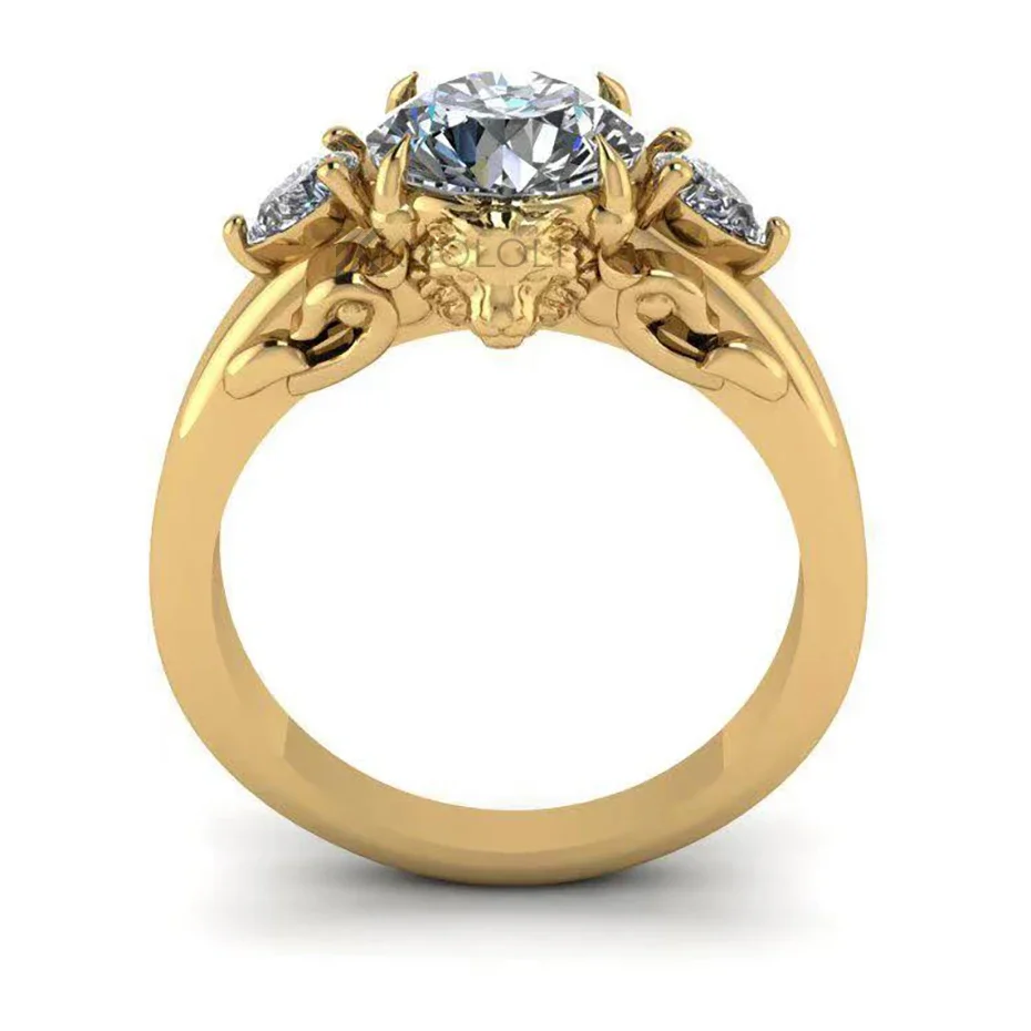 7.5MM Round D VVS1 Lion Solitaire Moissanite Ring GRA Certified Pass Diamond Tester Anti Allergy Never Fade S925 Sterling Silver Yellow Gold Plated Jewelry For Women Engagement Christmas Anniversary Gift view 5