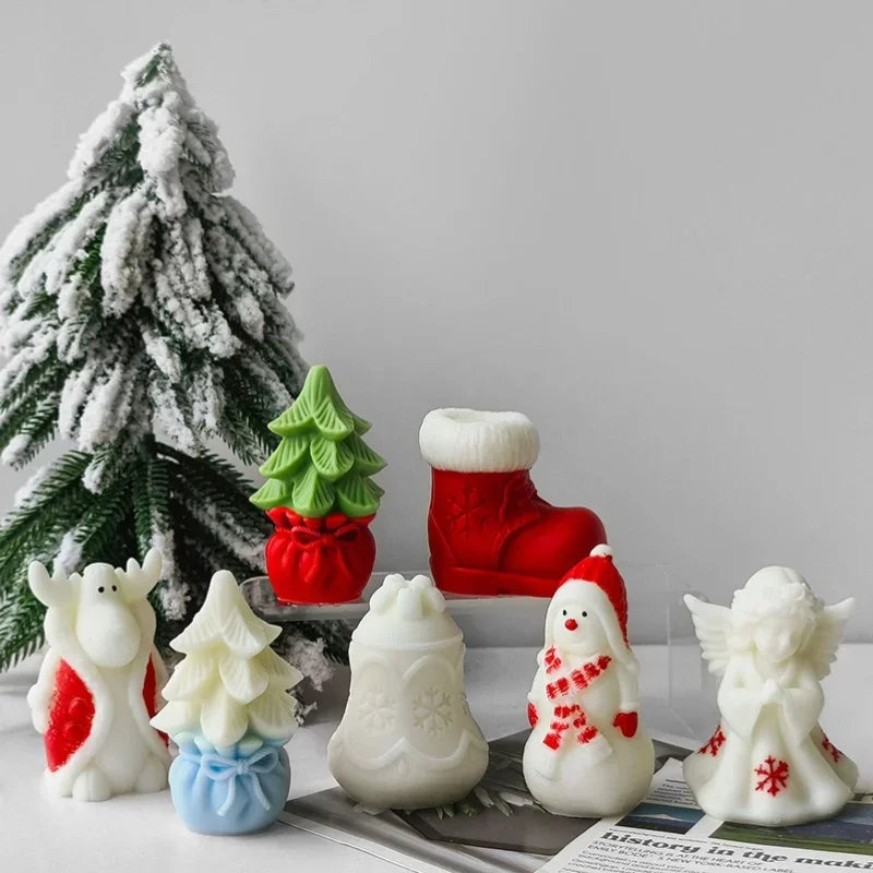 

Christmas Tree Snowman Elk Candles Making Supplies DIY Christmas Silicone Candle Mold Handmade Aroma Plaster Ornament Mould