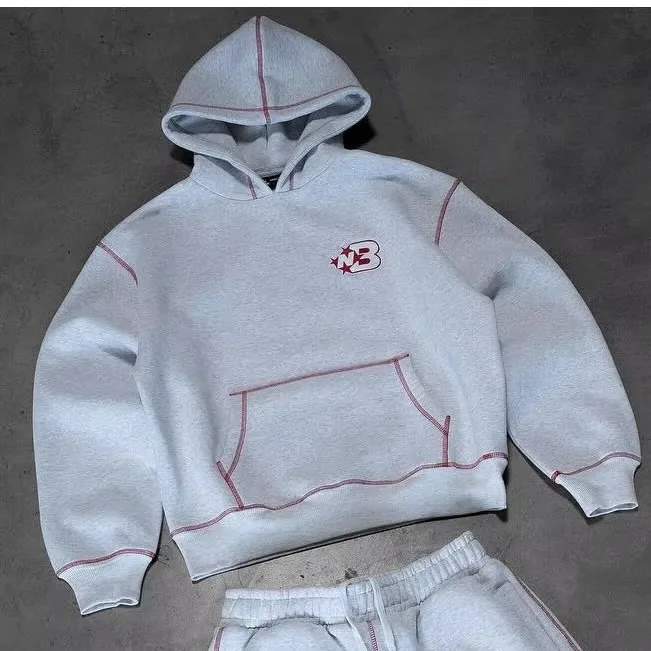 Y2K Station indépendante transfrontalière Fce lettre broderie pantalons de sport sweat à capuche ensemble décontracté ex 2025 automne Fa...