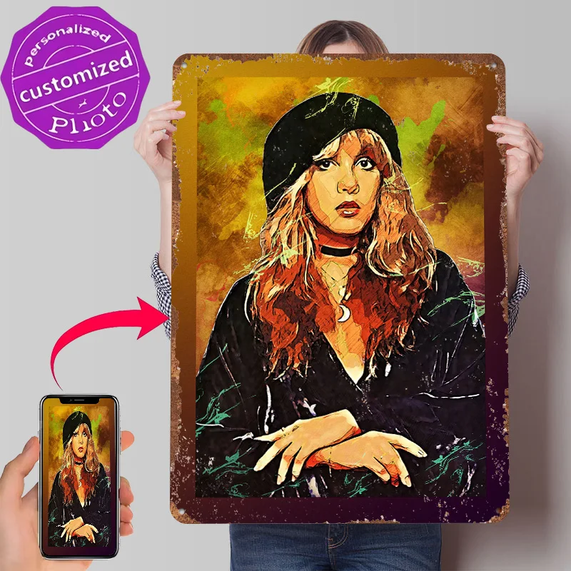 Stevie Nicks Printed Poster Customized Wall Art Retro Vintage Metal Tin Signs for Home Decorations Living Room Luxury Decoration