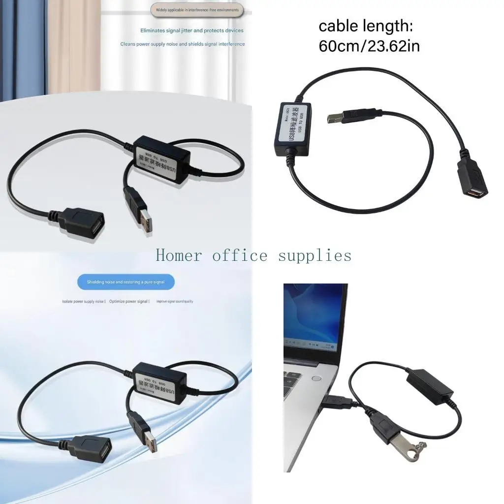 K43B Male to Female USB Sound Filter Cable, 60cm Form for Desktop Media, Voice Calls, Laptop Sound and Quick Daily Connection