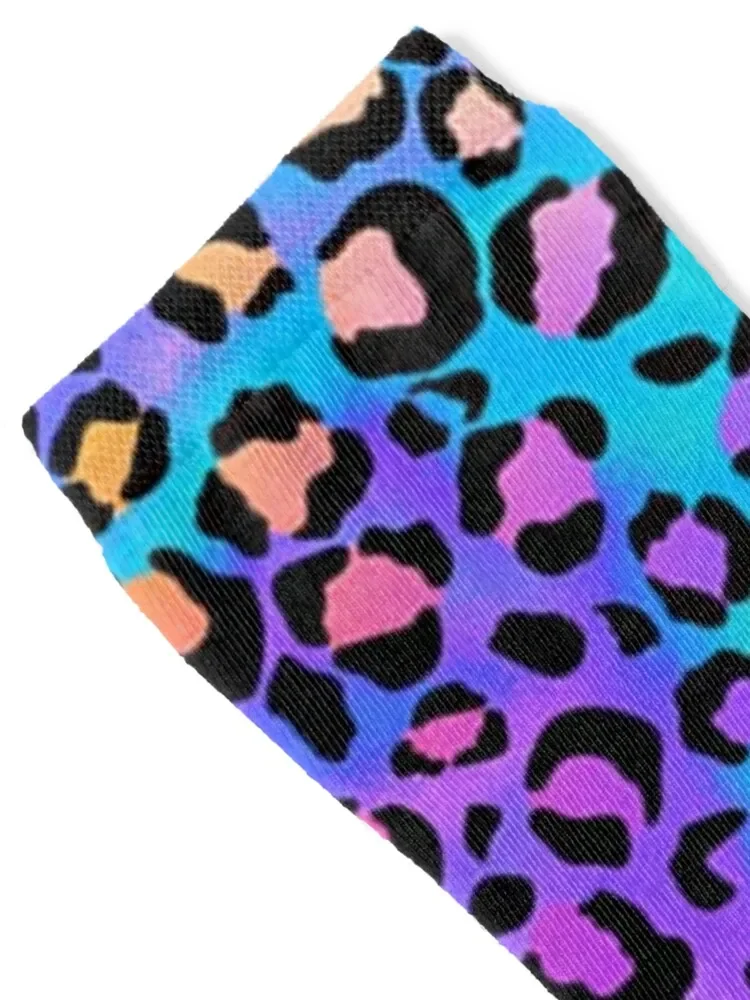 Holographic Rainbow Leopard Print Spots on Bright Neon Socks Stockings Wholesale man Women's Socks Men's