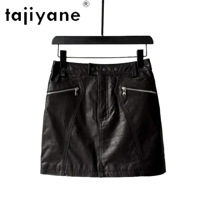 TAJIYANE Genuine Leather Skirt Causal Women's Skirts Zipper A-line Skirts 2026 Woman Sheepskin Pencil Skirt Slight Stretch Юбка