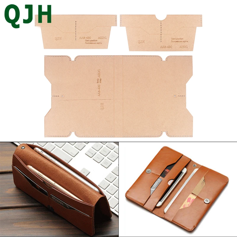 

Handmade Leather DIY Design And Production Kraft Paper Sewing Drawings Women's Long Wallet Mobile Phone Bag Acrylic Template