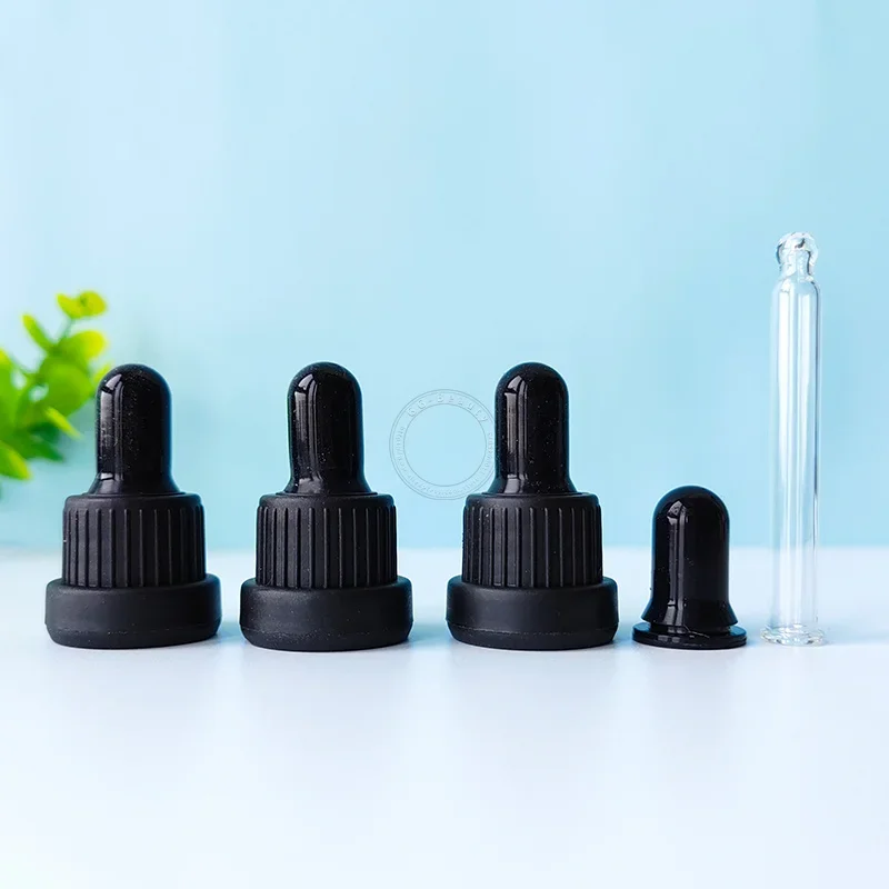 15 stks/partij Plastic Schroef Anti-diefstal Ring Cap Cover Zwart/Wit Lijm Hoofd Glazen Druppelaar Pipet Gebruikt voor 18/410 Flessen 5-100 ml