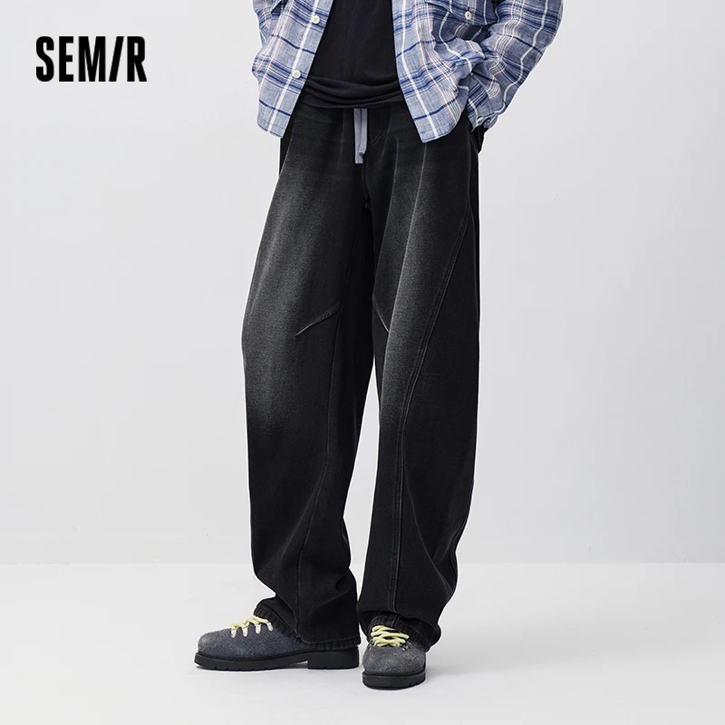 Semir Men Denim Jeans Loose Fit Curved Leg Versatile 2026 New Winter Daily Wear Urban Casual Style Cold Weather Layering