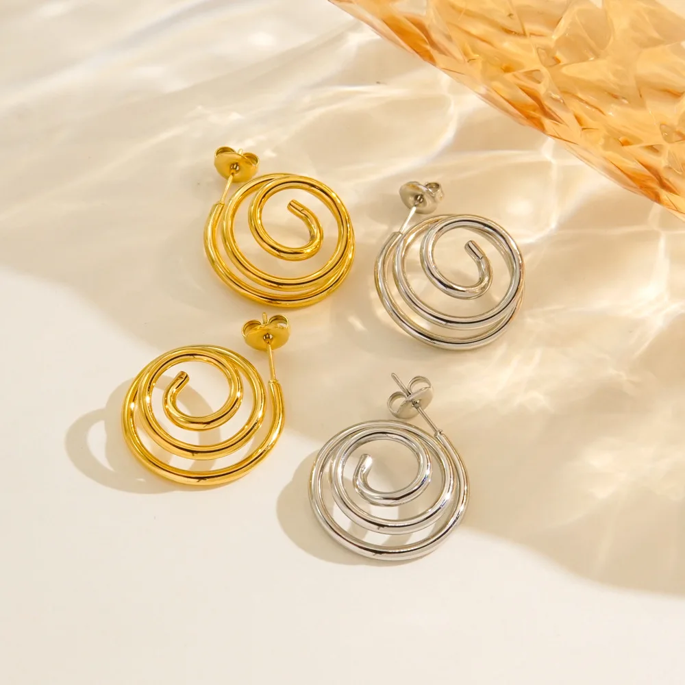 V. Personalized Spiral Loop Stainless Steel Earrings Multiple Color Earrings Women Earrings Wholesale