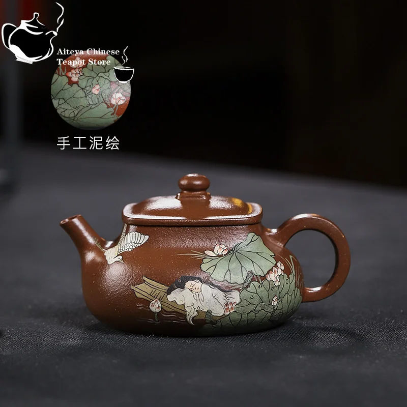 Yixing handmade purple clay teapot, original ore, red sloping mud, sleeping beauty, Chinese teapot, Kung Fu tea set