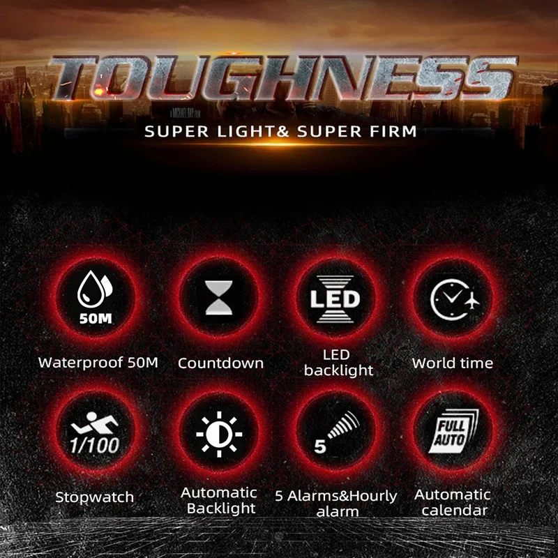 ساعة رياضية خارجية من ألياف الكربون مقاومة للماء وساعة رقمية للطلاب