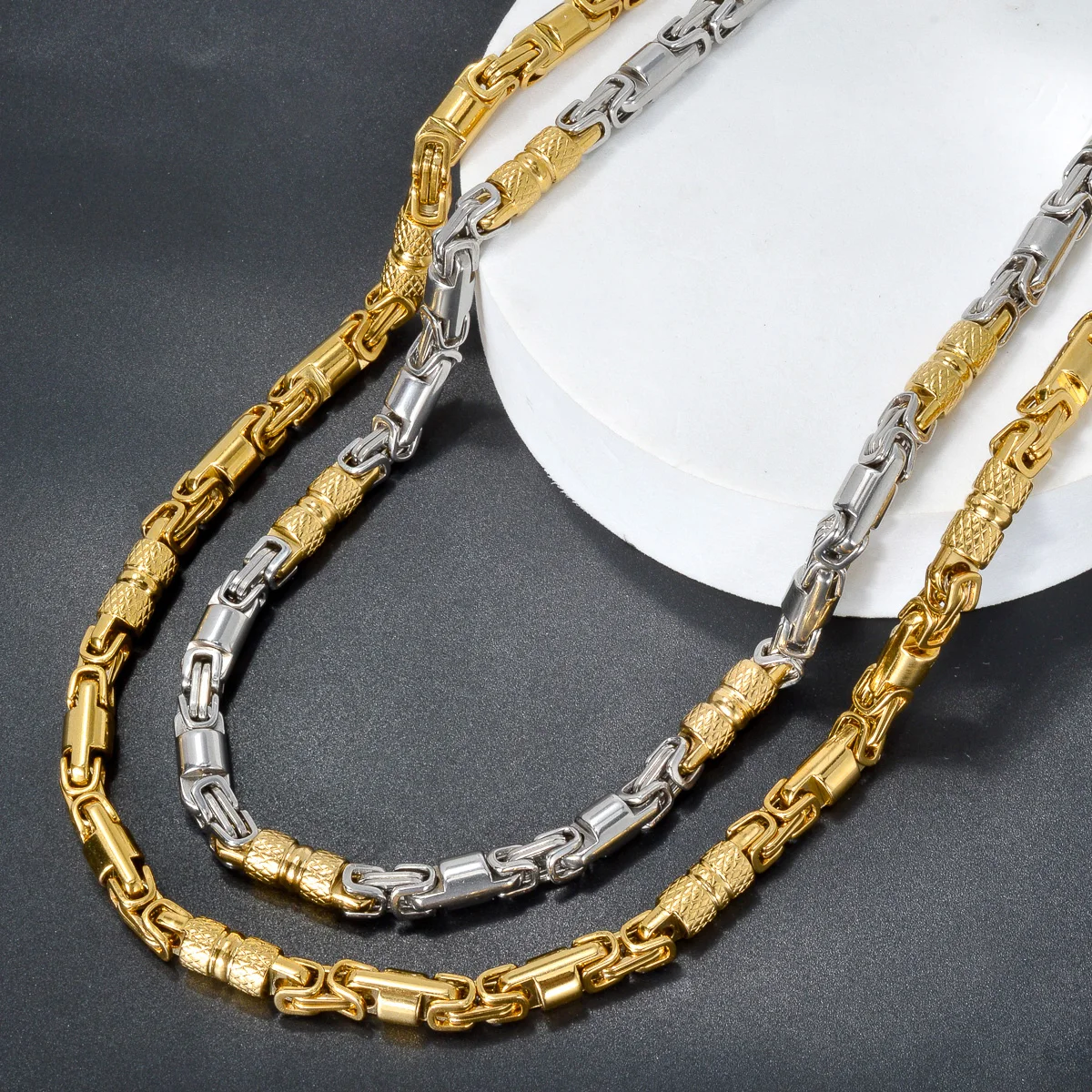 Neue männer und frauen Edelstahl Halsketten Geometrische Byzantinischen Ketten Retro Hip-hop Punk Party Schmuck Geschenke – Detail 3