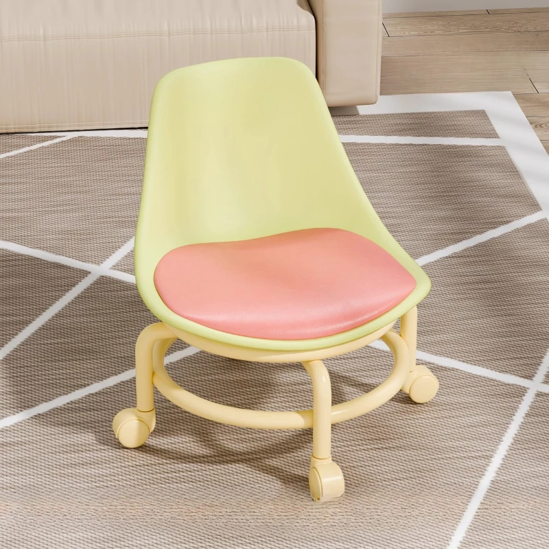 

Kids Caster Stool,Swivel Rolling Ottoman with Backrest,Lazy Comfy Low Seat for Children, Portable Ergonomic Round Stool for Home