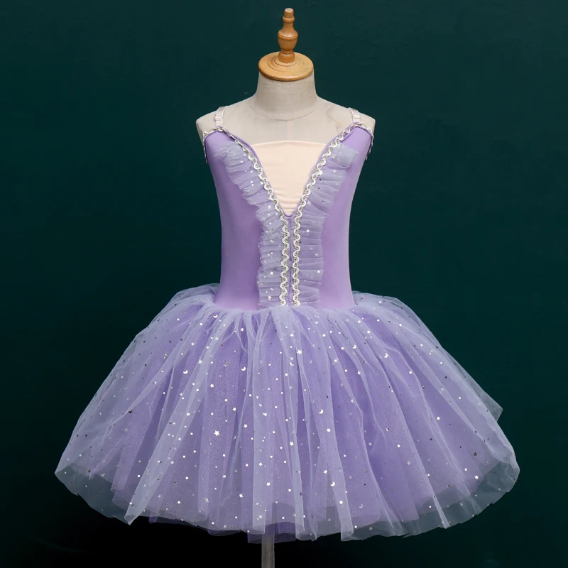 New Girls Ballet Dance Dresses Sequin Skirts Performance Dance Wear Stage Costume Gymnastics Clothes 3color Ballet Leotard Woman