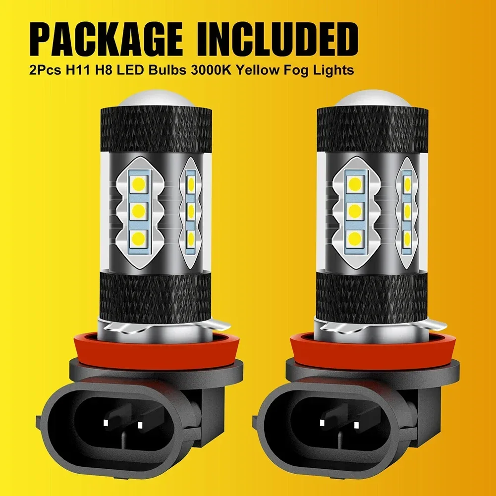 2pcs LED Fog Light Car Headlight Bulbs 100W A380 Aluminum Heatsink COB Chips Light Source DRL Daytime Running Light