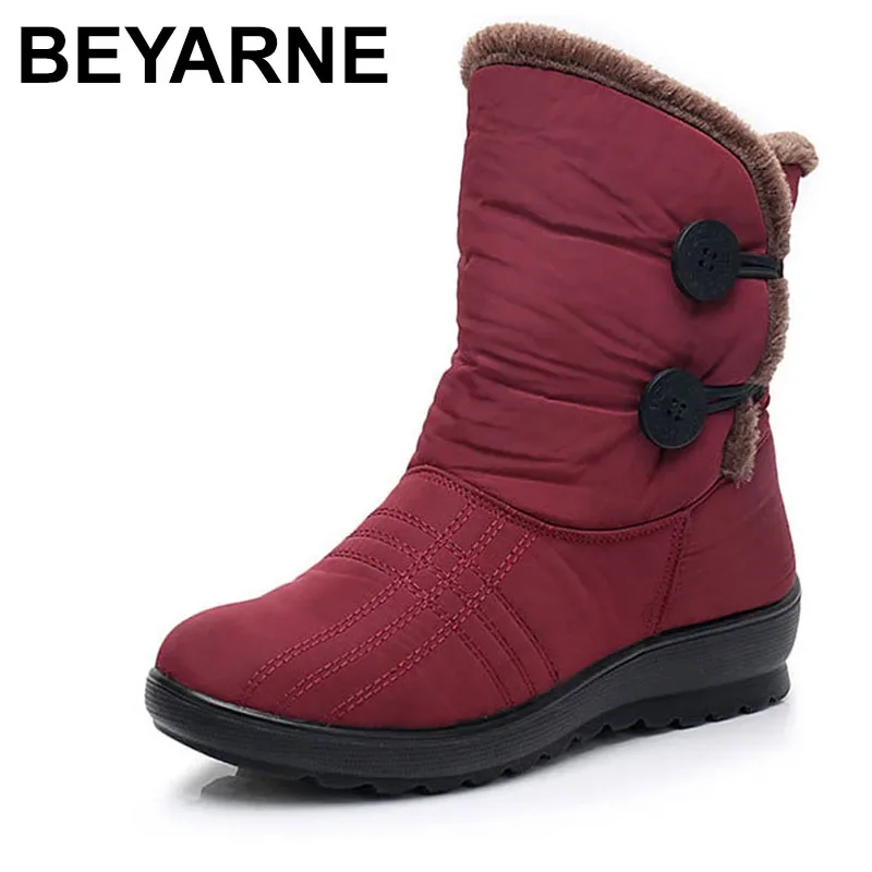 BEYARNEWinter Shoes for Women Snow Boots for Women Warm ankle boots waterproof wedges plush platform ladies Women Boots Winter