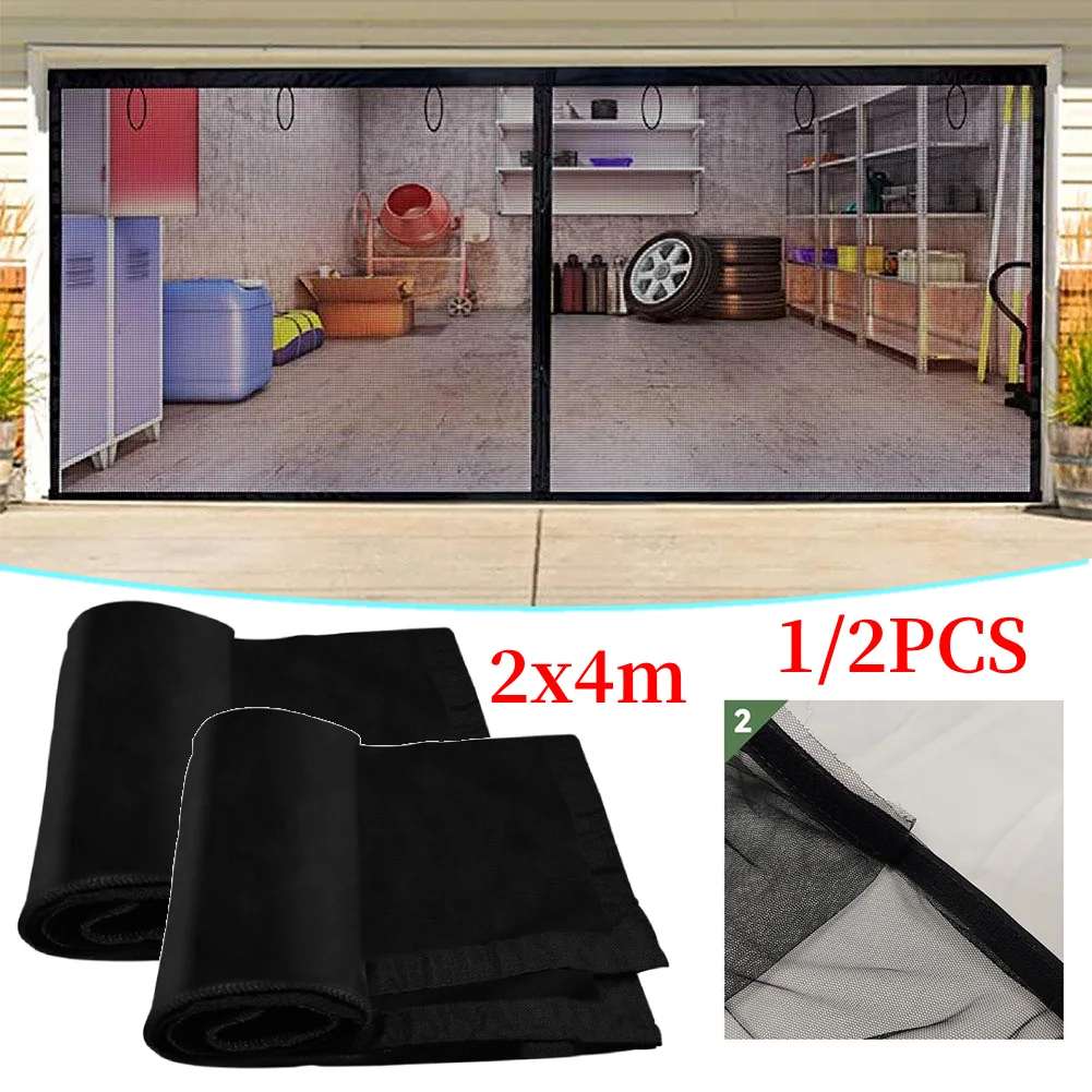 이음새 없는 접이식 차고 문 스크린 도어 네트 커튼 2X4M 모기장 방충망 발코니용