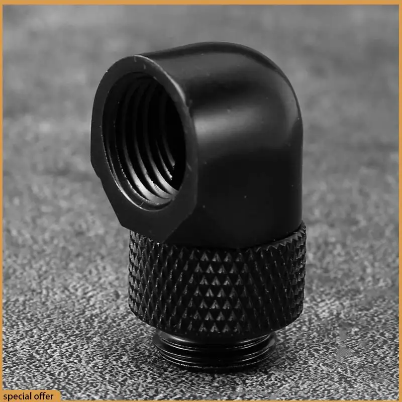 

A68Z 10X 12.9Mm G1/4 Thread 90 Degree Rotary Tube Connector Fitting For Pc Water Cooling Black