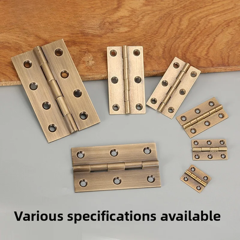 Brass Hinges Full Collection Golden Small Copper Hinges for Wardrobe Doors Folding Antique Flat Open Hardware Screws included