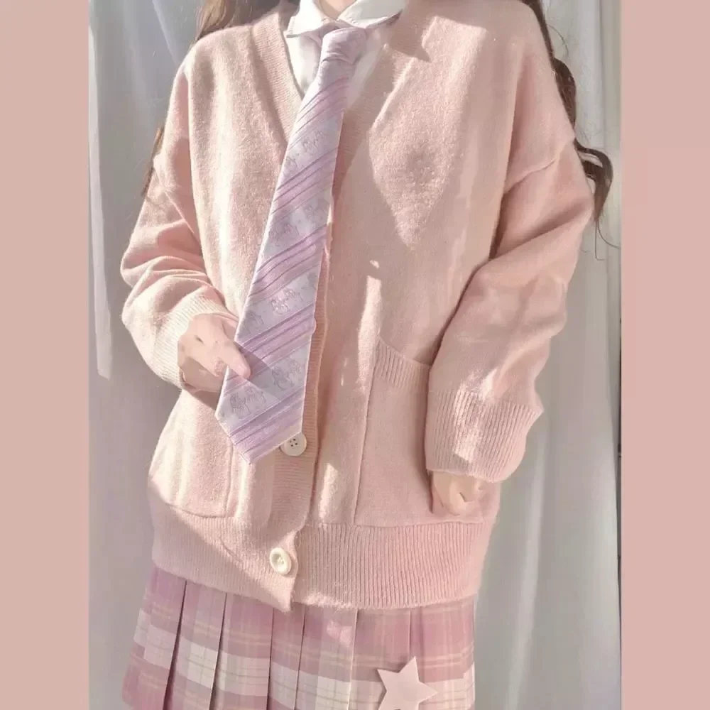 Sweater V-neck Spring Japan School Cosplay Knitted Uniforms Cotton Autumn Girls Multicolor 100% Student Cardigan