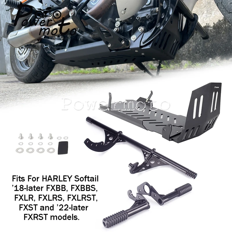 Motorcycle Skid Plate Engine Guard Crash Bar Front Rear For Harley Softail M8 FXBB FXBBS FXLR FXLRS FXLRST FXST FXRST 2018-2023