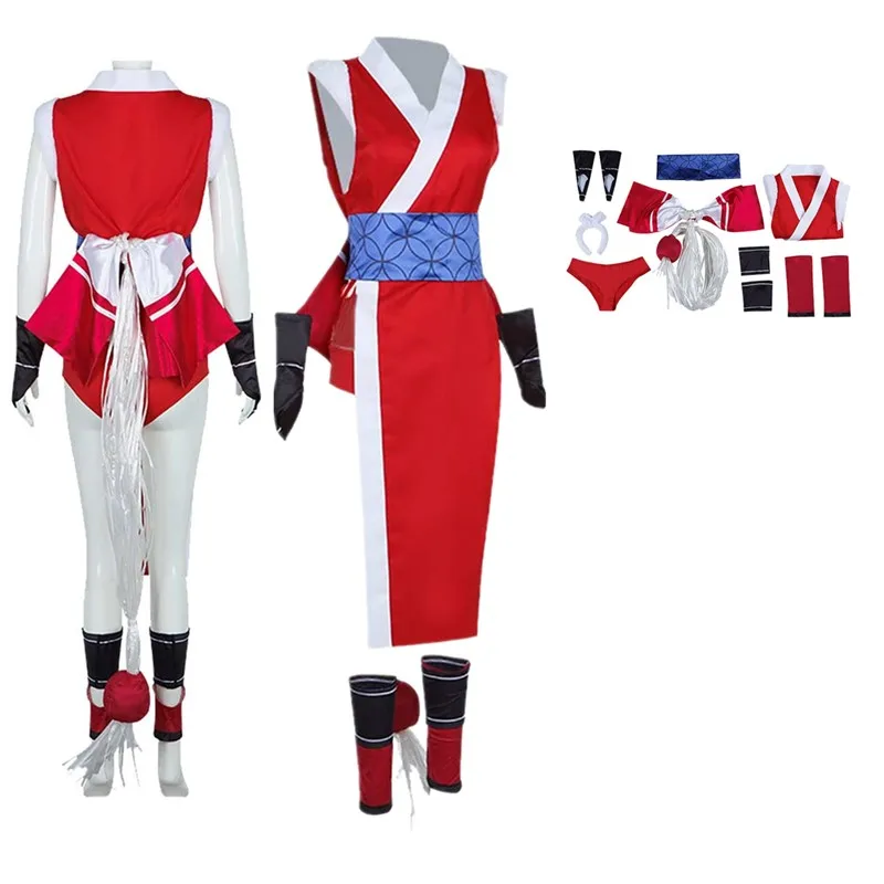 

Fighter 6 Fantasia Mai Shiranui Cosplay Costume Adult Women Top Shorts Gloves Belt Outfits Halloween Carnival Party Suit