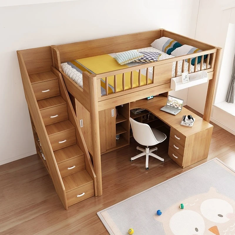 

Children's desk bed Small apartment high and low bed Bunk bed Space saving