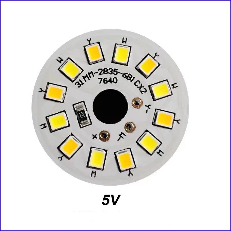 5/10PCS 3W 2835 Lamp Beads DC5V 12V LED Light Board Three colors Light 3000/4000/6500K Source 31MM.