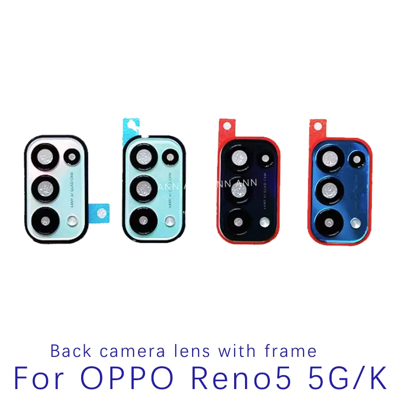 

Back Camera Glass Lens With Cover Frame For Oppo Reno 5 5G Main Rear Camera Lens with Glue Replacement Parts