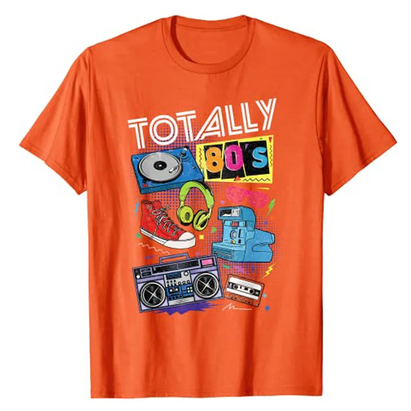 Funny 80s Retro Tee 1980s Party Costume Gift Turntable Cassette T-Shirt Vintage Style 1980\'s Graphic Outfit Short Sleeve Blouses