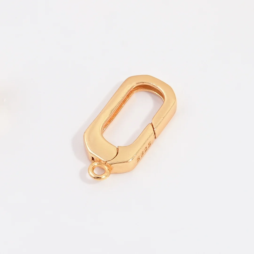 Cierre Universal Rectangular de plata de ley S925, pulsera y collar hechos a mano, Material de cierre de resorte SK149