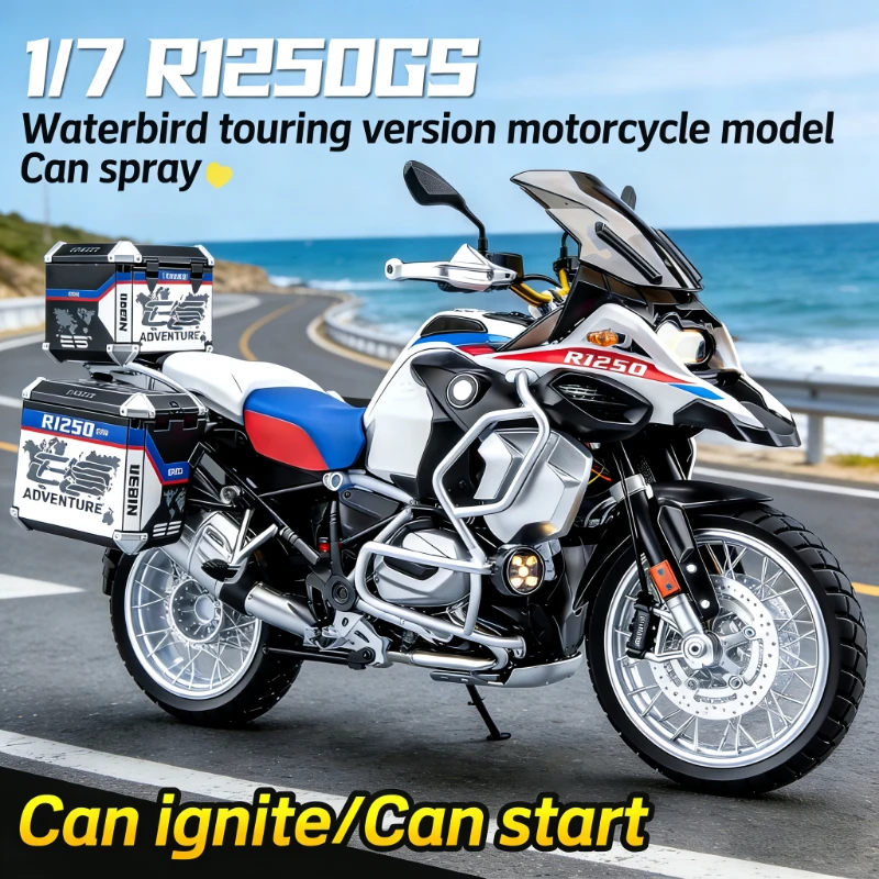 

Модель мотоцикла R1250 GS ADV Alloy Racing, литая под давлением, имитация спортивного мотоцикла для уличной езды, с подсветкой, коллекционная, детская игрушка, подарок, масштаб 1:7