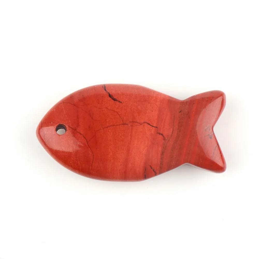 Natural Stone Hand-Carved Fish Crystal Sculpture Healing Gemstone Statue Pendant for Home & DIY Hanging Decoration