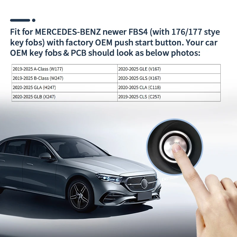 EASYGUARD Smart Key PKE Keyless Entry For Benz A/B/GLA/GLB/GLE/GLS/CLA/CLS Class W177 W247 H247 X247 V167 X167 C118 OEM Button