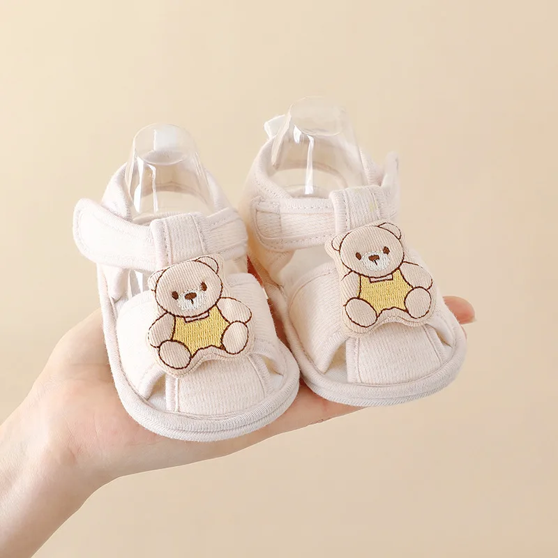 

Brand Baby Sandals 2025Summer New Little Bear Baby Shoe Pure Cotton Soft Sole Walking Shoe Cute Boy Shoes Anti Slip Girl Sandals