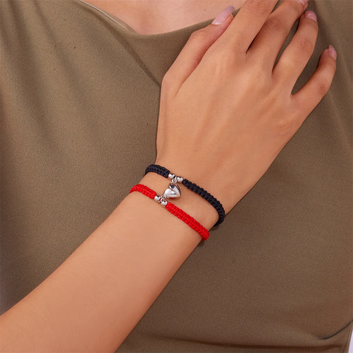 2 Teile/satz Romantische Herz Magnetische Gewinnen Paar Armband Für Frauen Männer Mode Geflochtenen Seil Passenden Armband Freundschaft Schmuck – Detail 25