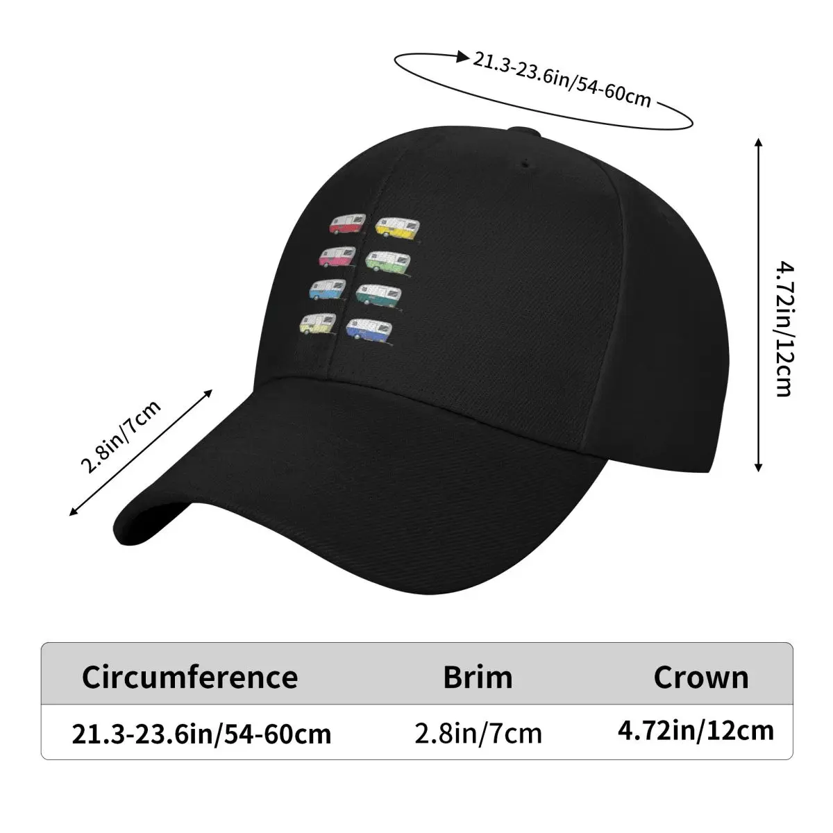 Colourful Vintage Eriba Puck Caravan Daisy Cap Fashion Casual Baseball Caps Adjustable Hat Hip Hop Summer Unisex Baseball Hats