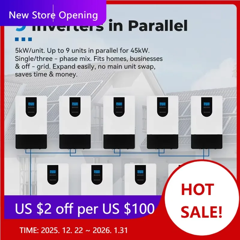 

5KW Parallel Three-phase Output Ultra Quiet Hybrid Solar Inverter Dual 220V 48V MPPT WiFi Monitoring for Solar Energy Storage