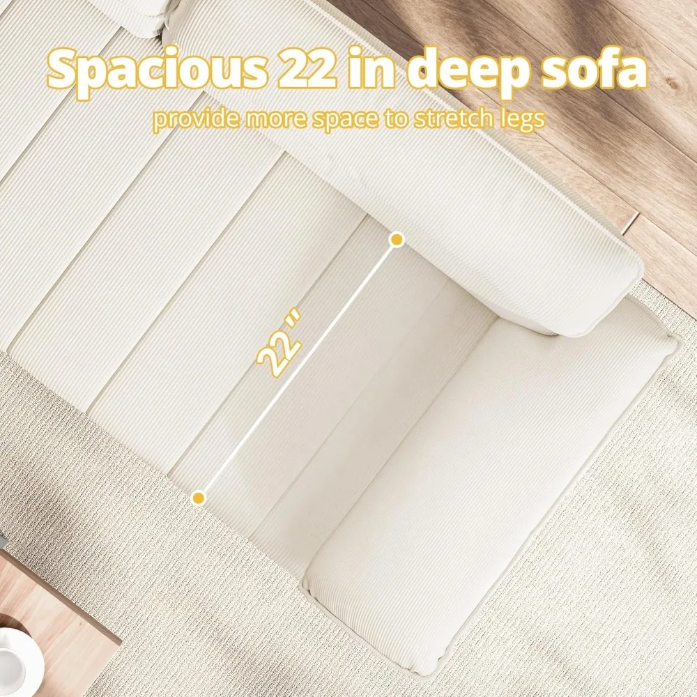 أريكة سروال قصير كبيرة الحجم مكونة من 3 مقاعد، راحة للمقعد العميق، مقعد حديث لغرف المعيشة والشقق