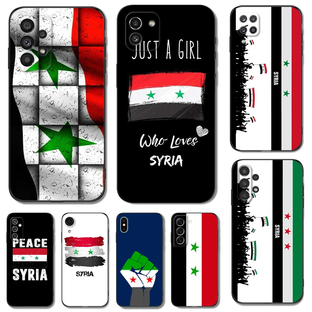 Black tpu Case For Samsung galaxy S23 S22 S20 S21 FE PLUS ultra+S10 E lite cover Syria national Flag