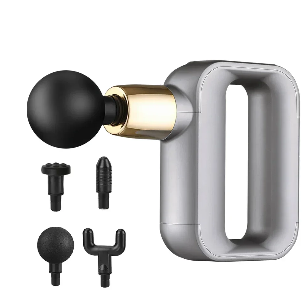 Новый мощный двигатель с многоступенчатой регулировкой силы, большая емкость аккумулятора, мини-массажный пистолет с 4 головками для мышечной фасции