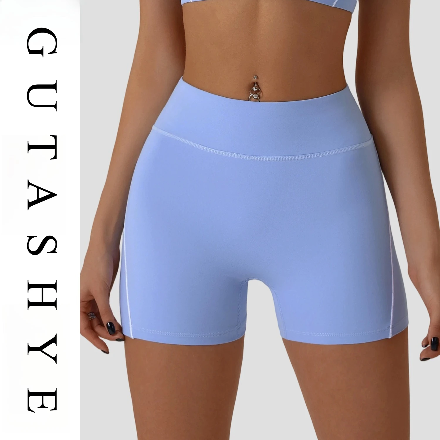 

Women High Waist Naked Feel Yoga Shorts Quick Dry Skinny Butt Lifting 3 Inch Outdoor Running Fitness Sports Shorts