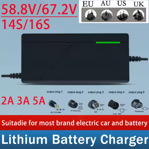 52V 60V 2A 3A 5A lithium-ion charger 14S 16S 58.8V 67.2V 18650 21700 battery charging 5A fast intelligent charger