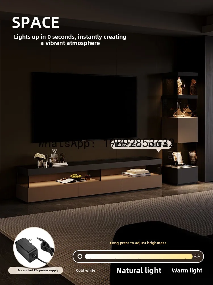 LYY Light Luxury High-End Floating TV Stand Italian Minimalist Floor TV Cabinet Living Room