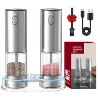 Electric Salt And Pepper Grinder LED Display Light 5-Level Coarse And Fine Grain Grinding Stainless Steel USB Charging Grinder