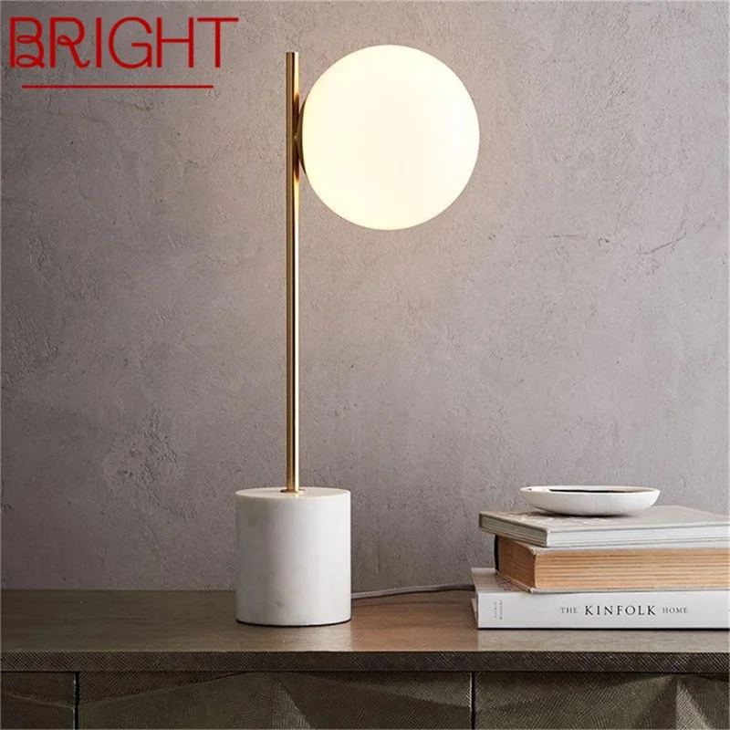 

BRIGHT Nordic Table Lamp Contemporary Fashion Marble White Desk Light Simple Home Decor Living Room Bedroom