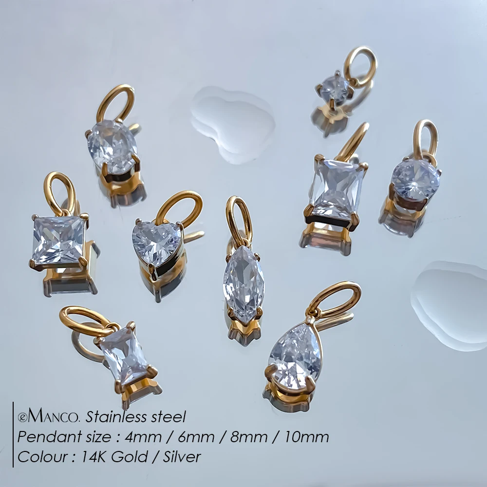EMANCO Zircon Small Rectangle Pendant Charm for DIY Jewellery