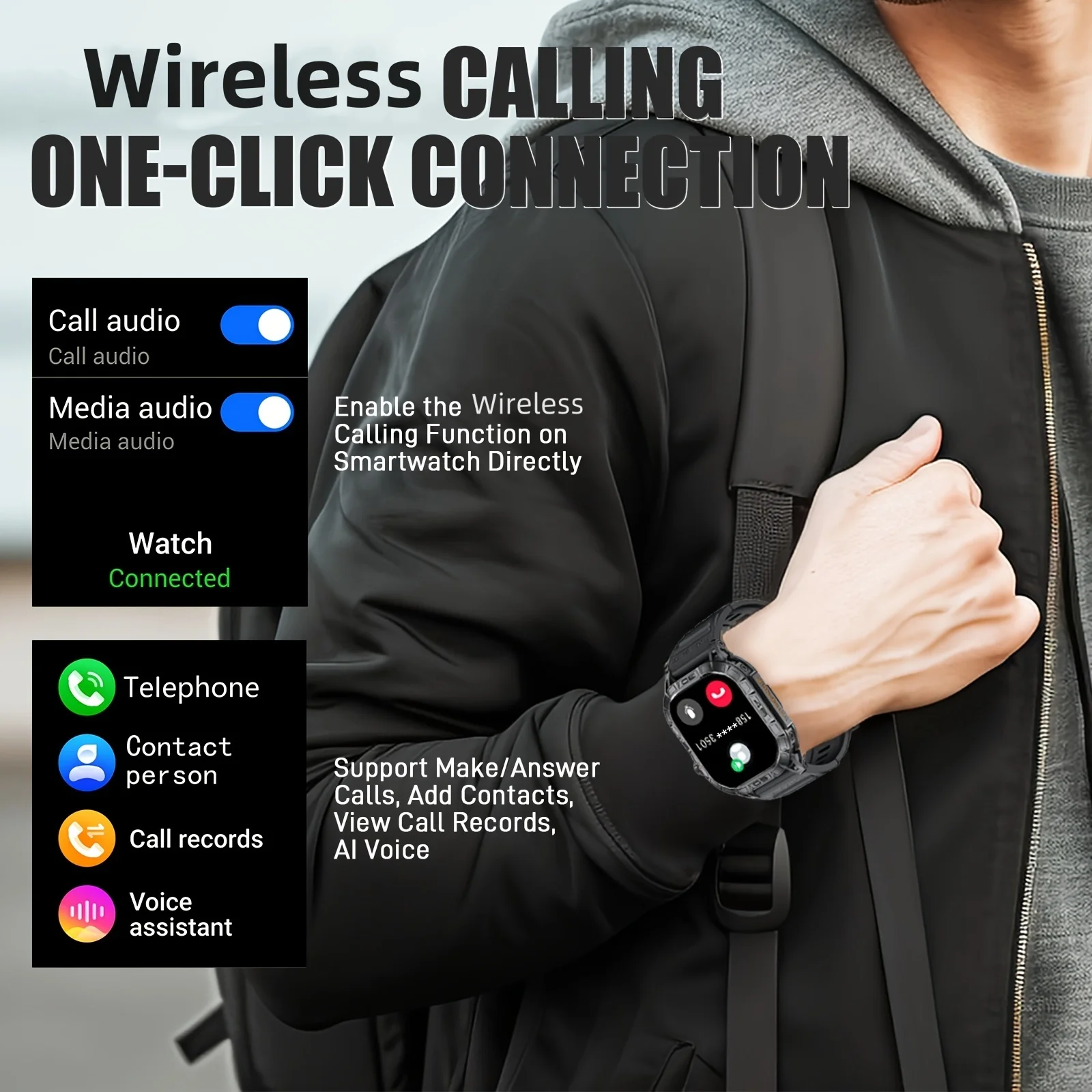 LaNikar New Smart Watch ED Display 100+ Sport Mode With Compass IP68 Waterproof Bluetooth Call Heart Rate Blood Pressure Men K63