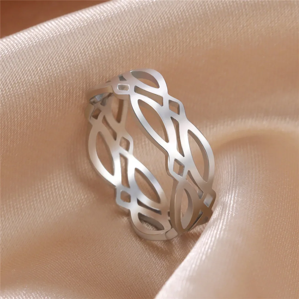 Skyrim New Stainless Steel Geometric Ring Women Men Simple Finger Rings 2025 Fashion Jewelry Engagement Gift for Lover Wholesale