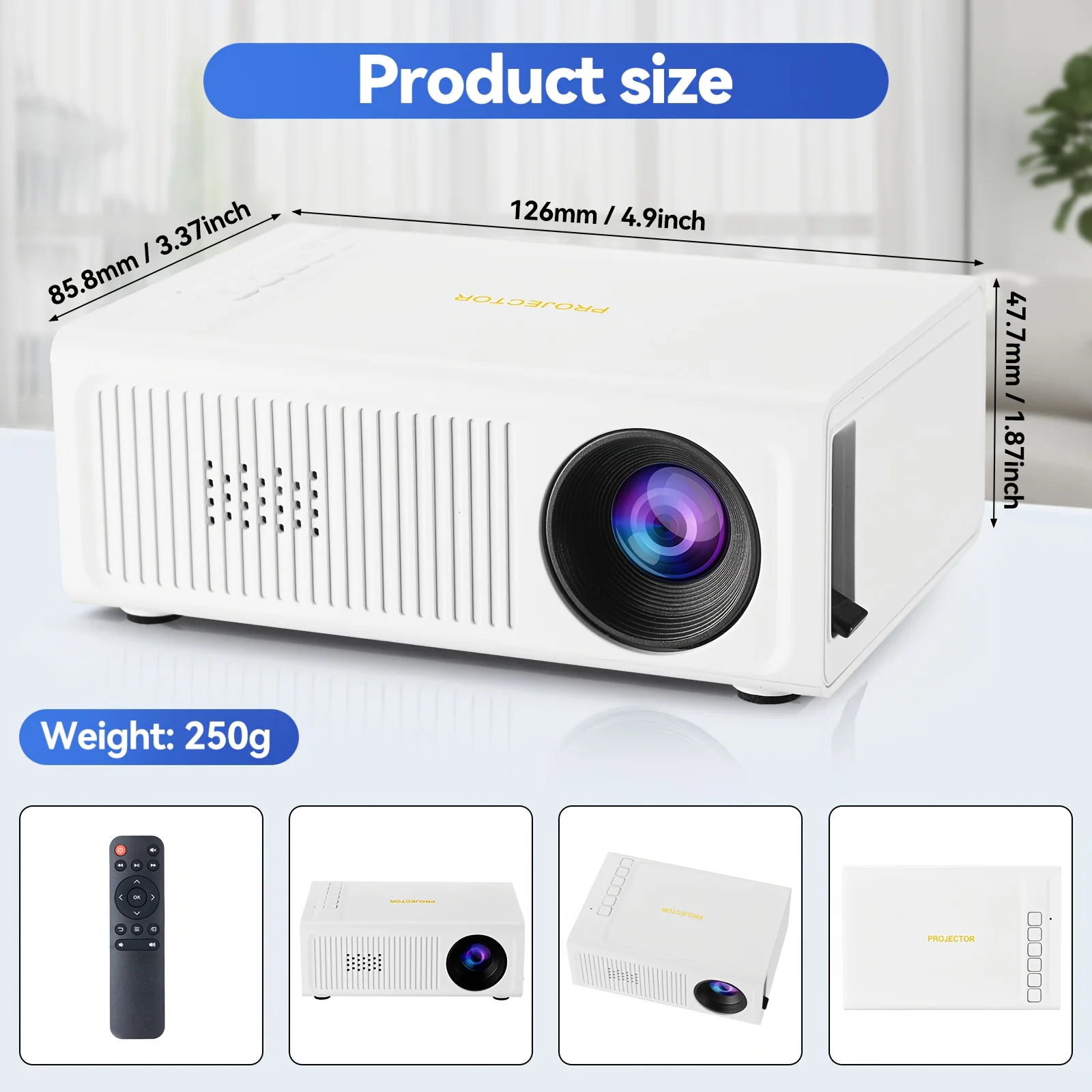 Home theater projector mini outdoor mobile projector native 720P supports 1080P high-definition projector mobile video projector