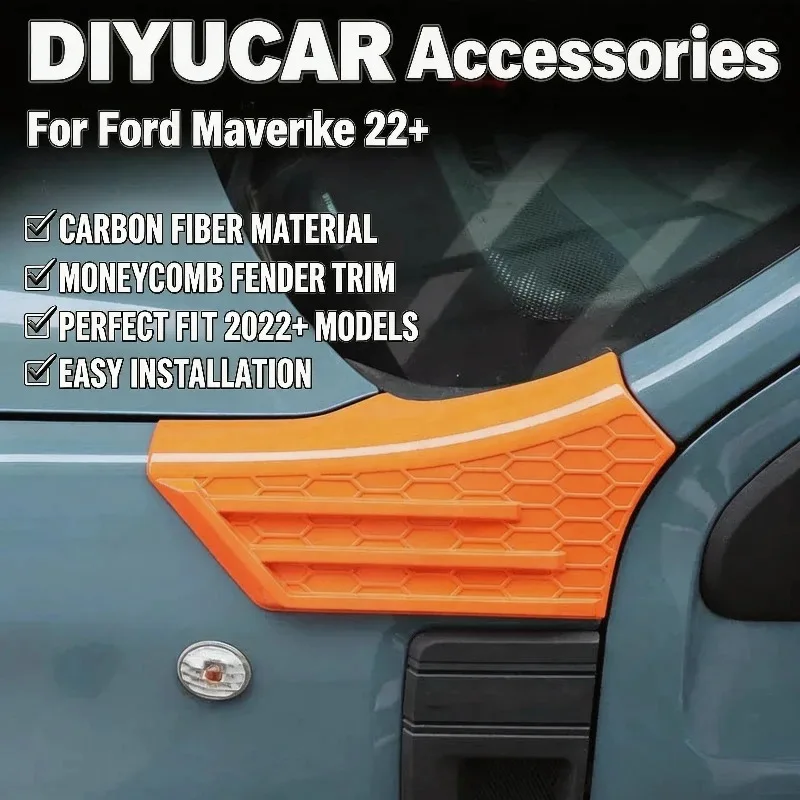 

For Ford Maverick 2022-2026 ABS Carbon Fiber Car Hood Side Fender Panel A-Pillar Base Cover Trim exterior Accessories